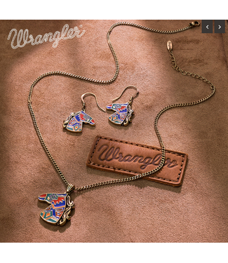 Wrangler Wrangler Jewelry Horse Head Pendant Necklace Earrings Set -Multi