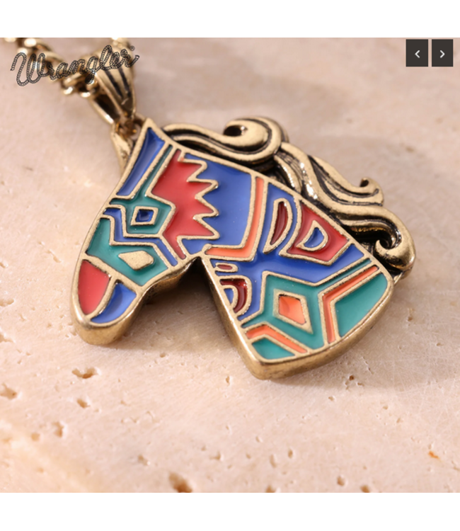Wrangler Wrangler Jewelry Horse Head Pendant Necklace Earrings Set -Multi