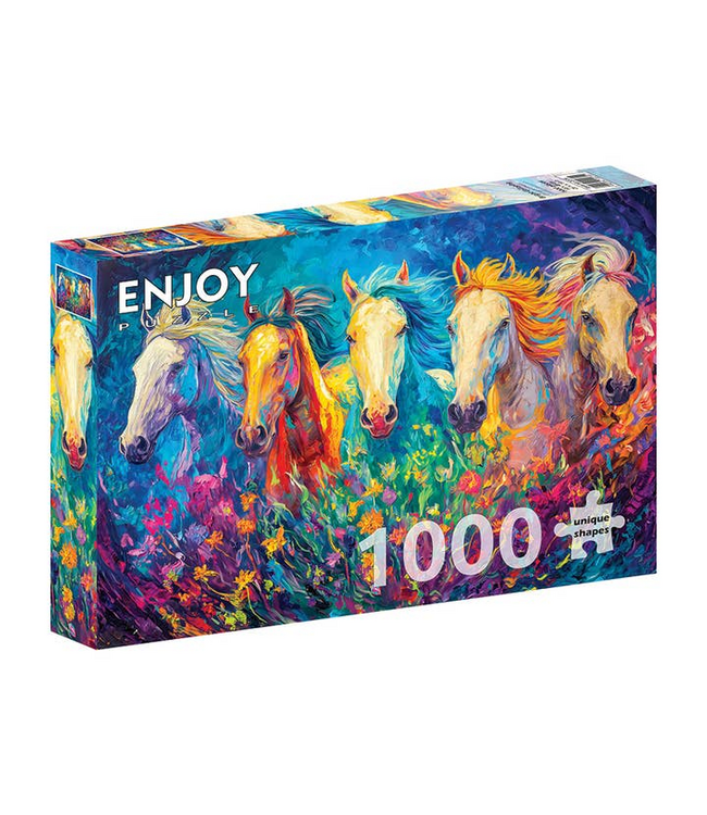 Outset Games and Cobble Hill Puzzles Bright Galloping 1000pc Enjoy Puzzle