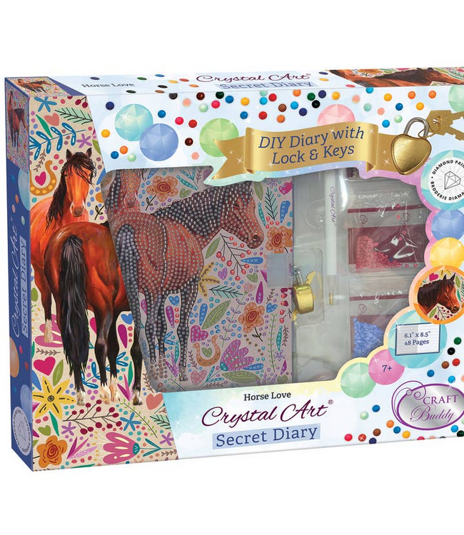 Outset Games and Cobble Hill Puzzles Crystal Art Secret Diary Kit Horse Love