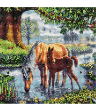 Outset Games and Cobble Hill Puzzles Medium Crystal Art Mounted Kit Fell Ponies