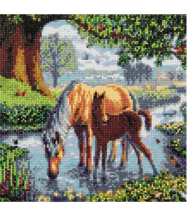 Outset Games and Cobble Hill Puzzles Medium Crystal Art Mounted Kit Fell Ponies