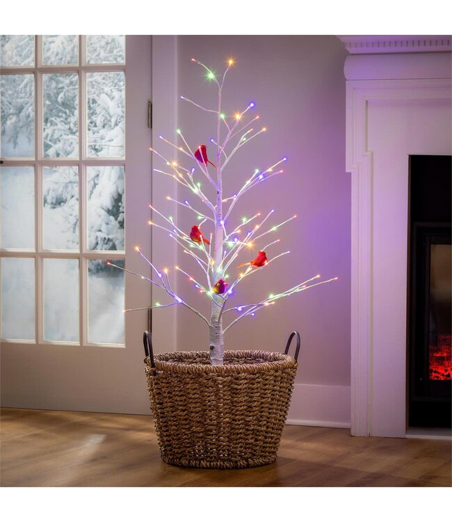 Evergreen Enterprises Holiday Poinsettia LED Tree Birch with Cardinals