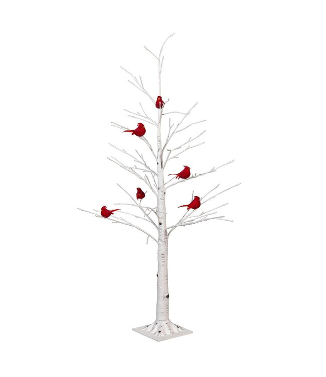 Evergreen Enterprises Holiday Poinsettia LED Tree Birch with Cardinals