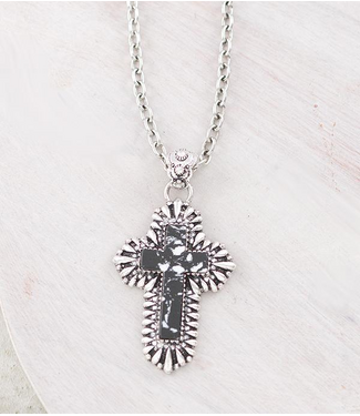 YK Trading Howlite Stone Cross Necklace