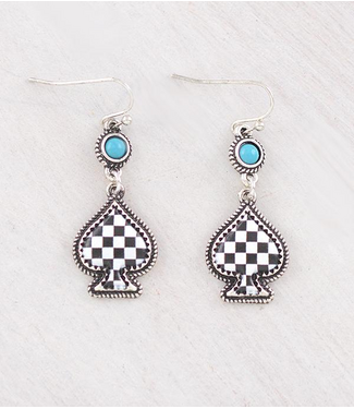 YK Trading Checkered Spade Dangle Earrings