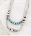 YK Trading Navajo Pearl Bead Layered Necklace Turquoise/Silver