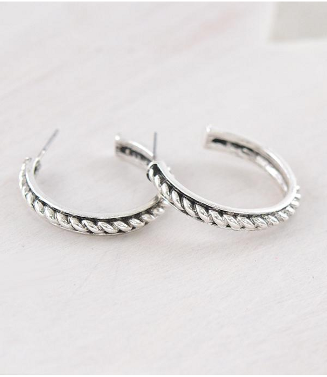 YK Trading Textured Hoop Earrings