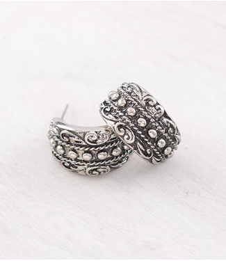 YK Trading Western Hoop Earrings Silver