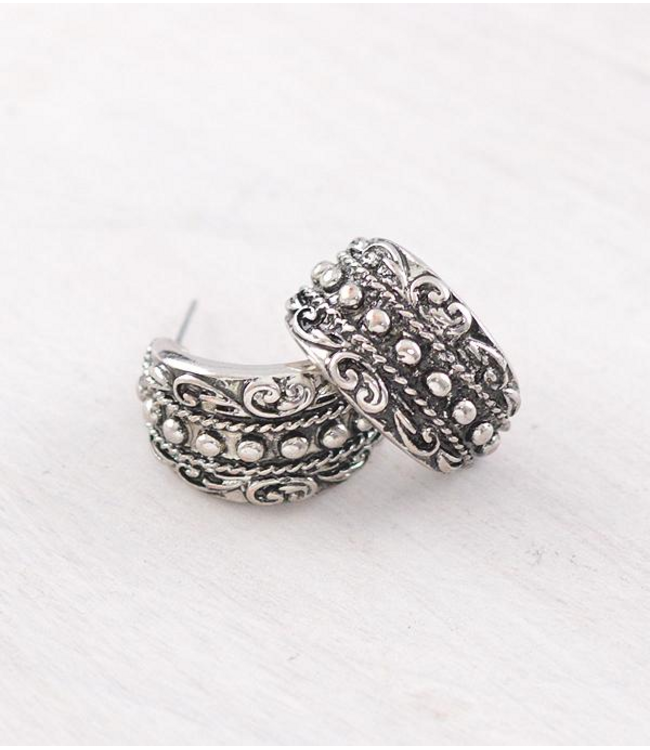 YK Trading Western Hoop Earrings Silver