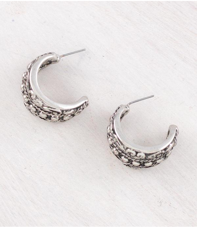 YK Trading Western Hoop Earrings Silver