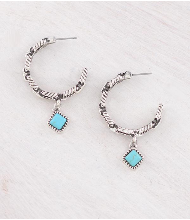 YK Trading Turquoise Chain Hoop Earrings