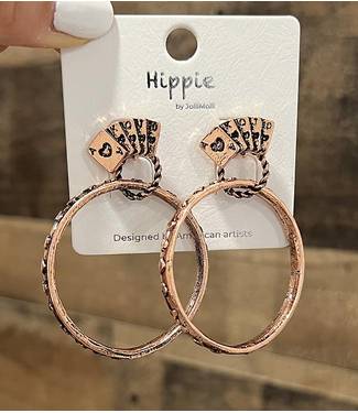 YK Trading Ace Card Hoop Earrings Copper