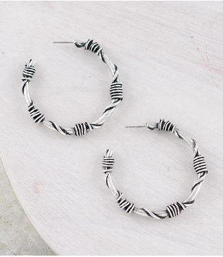 YK Trading Barbwire Hoop Earrings 2"