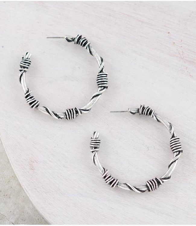 YK Trading Barbwire Hoop Earrings 2"