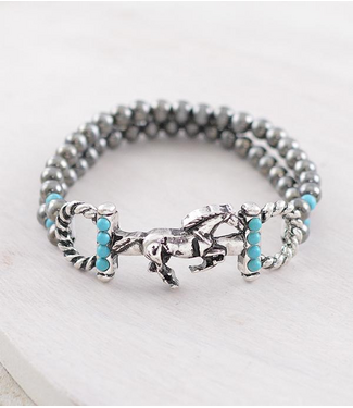 YK Trading Horsebit Navajo Pearl Bead Bracelet Turquoise