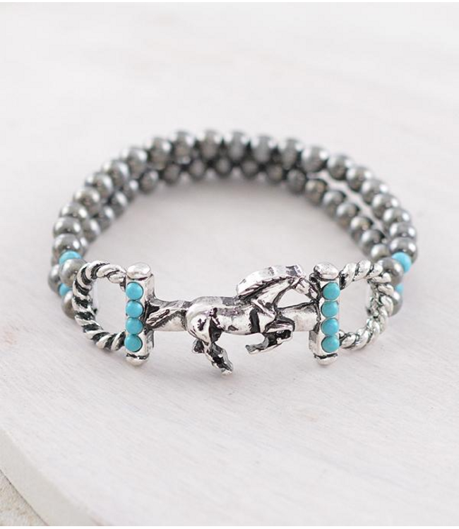 YK Trading Horsebit Navajo Pearl Bead Bracelet Turquoise