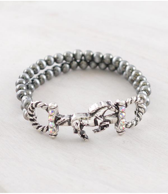 YK Trading Horsebit Navajo Pearl Bead Bracelet AB Stone