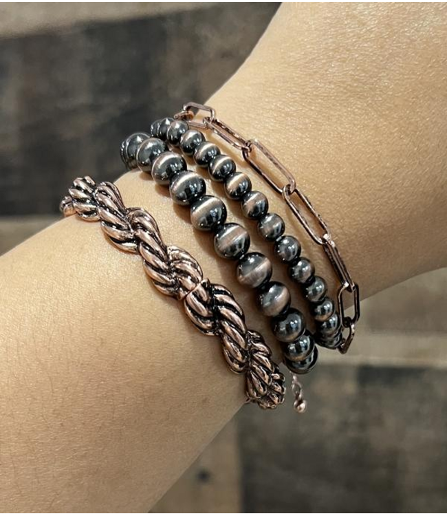 YK Trading 4PC Set Navajo Pearl Bracelet Stack