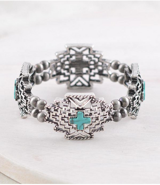 YK Trading Aztec Semi Stone Bracelet Turquoise