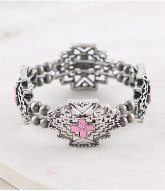 YK Trading Aztec Semi Stone Bracelet Pink