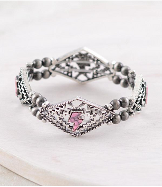 YK Trading Aztec Bolt Semi Stone Bracelet Pink