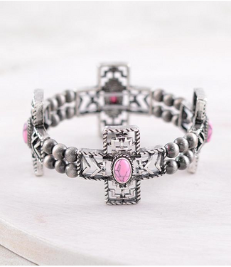 YK Trading Aztec Cross Bracelet Pink