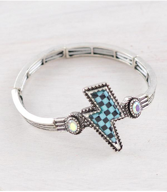 YK Trading Checkered Bolt Bracelet Turquoise