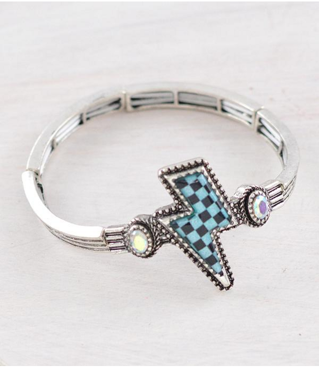 YK Trading Checkered Bolt Bracelet Turquoise