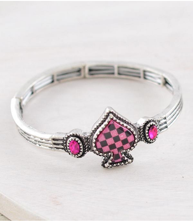 YK Trading Checkered Spade Bracelet Fuchsia