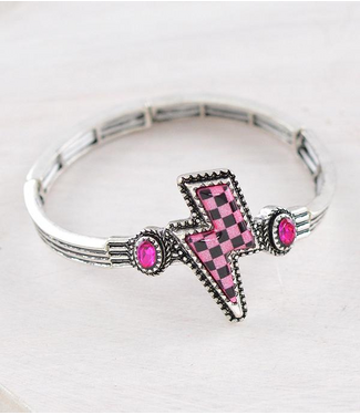 YK Trading Checkered Bolt Bracelet Fuchsia