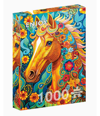 Outset Games and Cobble Hill Puzzles Blooming Mane 1000pc Enjoy Puzzle