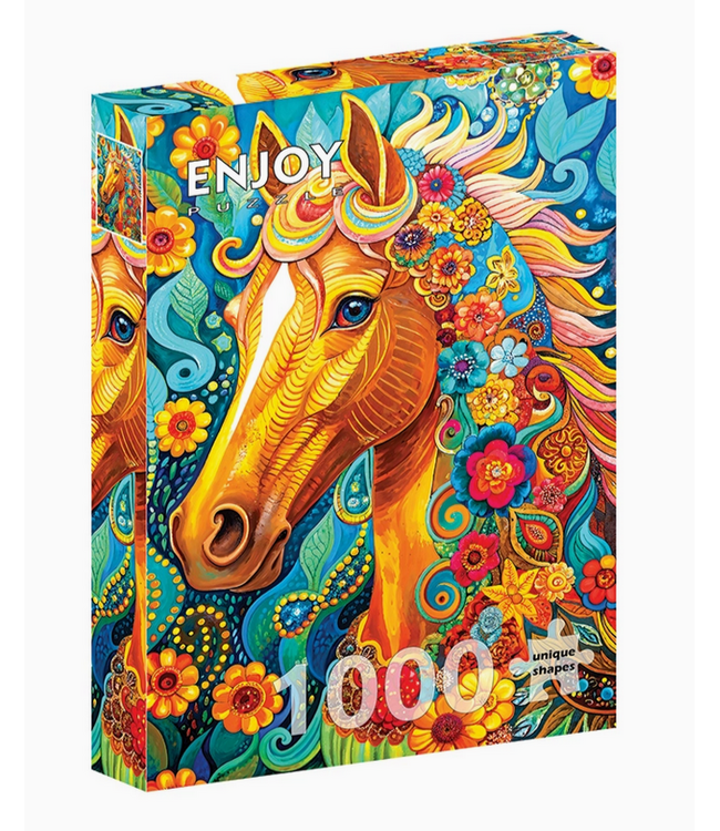 Outset Games and Cobble Hill Puzzles Blooming Mane 1000pc Enjoy Puzzle
