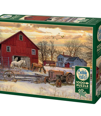 Outset Games and Cobble Hill Puzzles Winter On the Farm 1000pc Puzzle