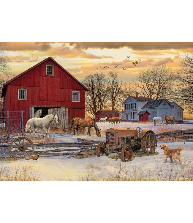 Outset Games and Cobble Hill Puzzles Winter On the Farm 1000pc Puzzle
