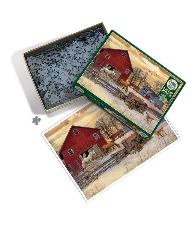 Outset Games and Cobble Hill Puzzles Winter On the Farm 1000pc Puzzle