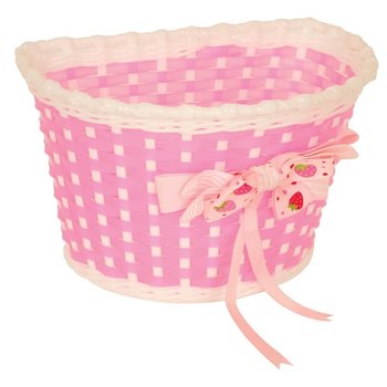 Pacific Kids Bitz Kiddies Basket Pink and White with Strawberry Bow