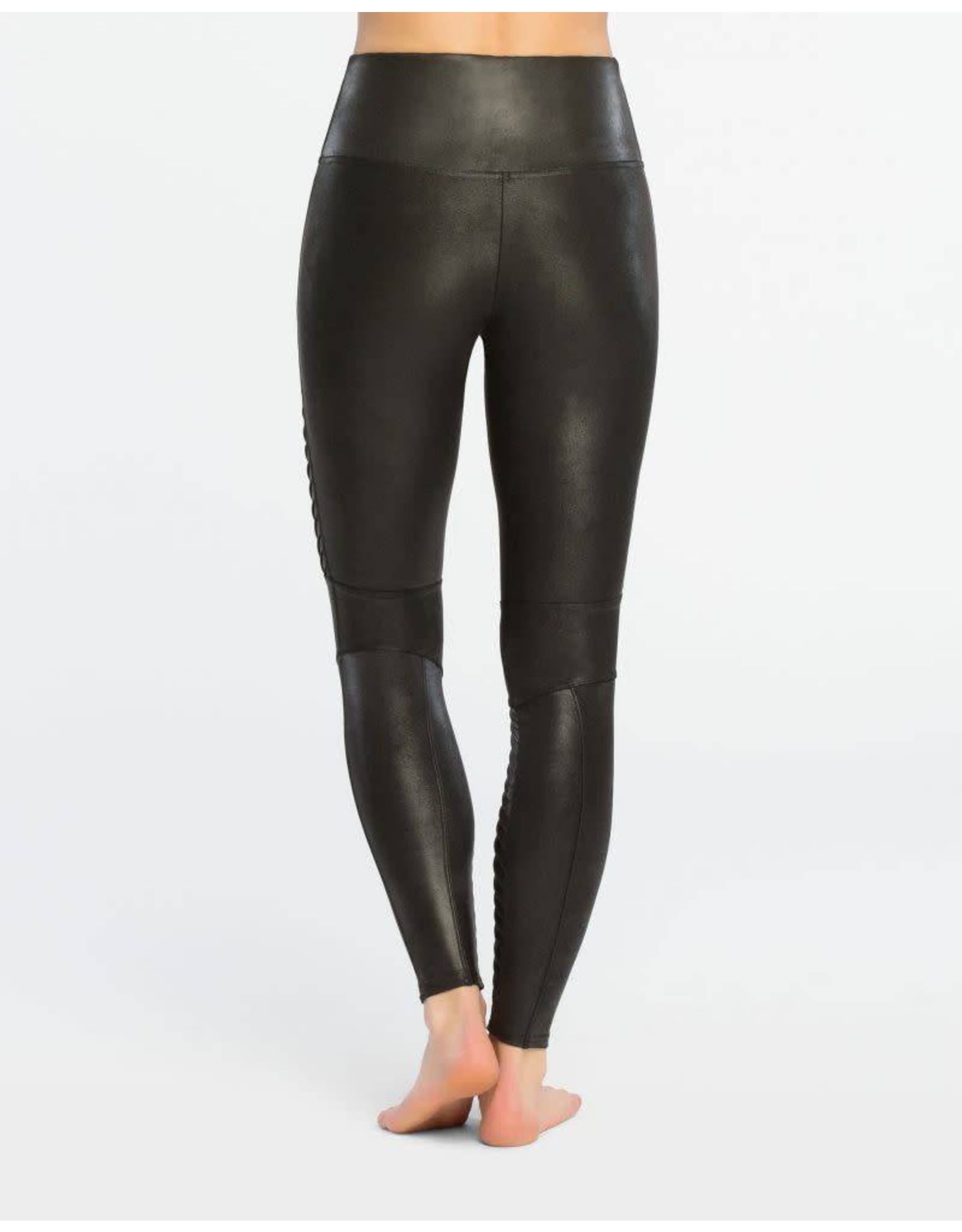 Spanx Faux Leather Moto Leggings Women Size: M Black High Rise Stretch