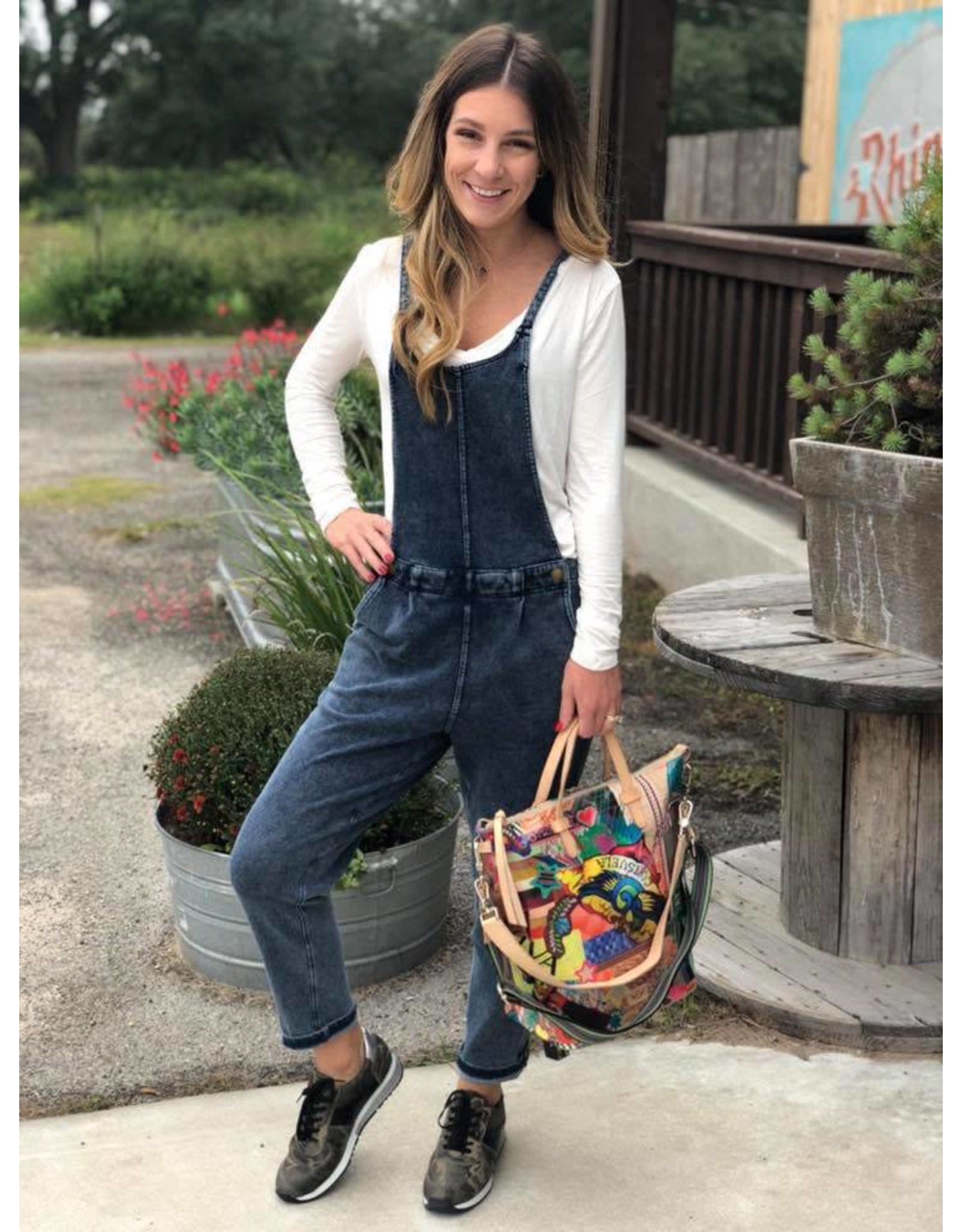 knit denim overalls