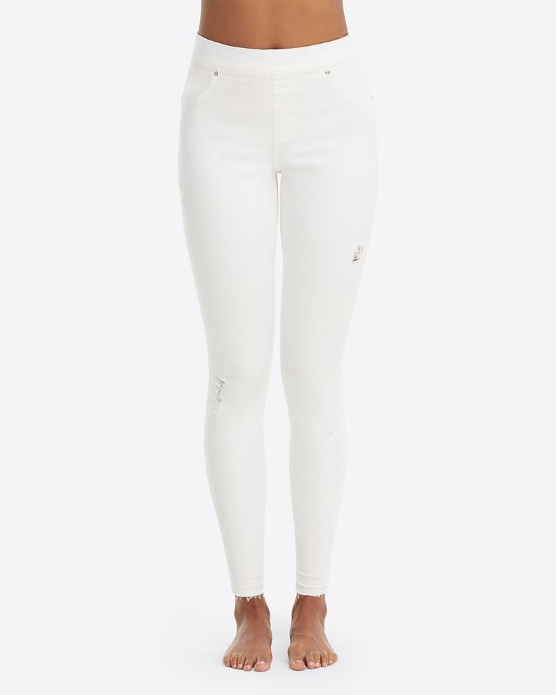 spanx distressed skinny jeans white