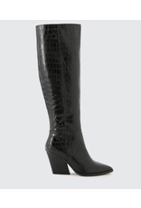 Dolce Vita Isobel Tall Black Croc Print Leather Boots