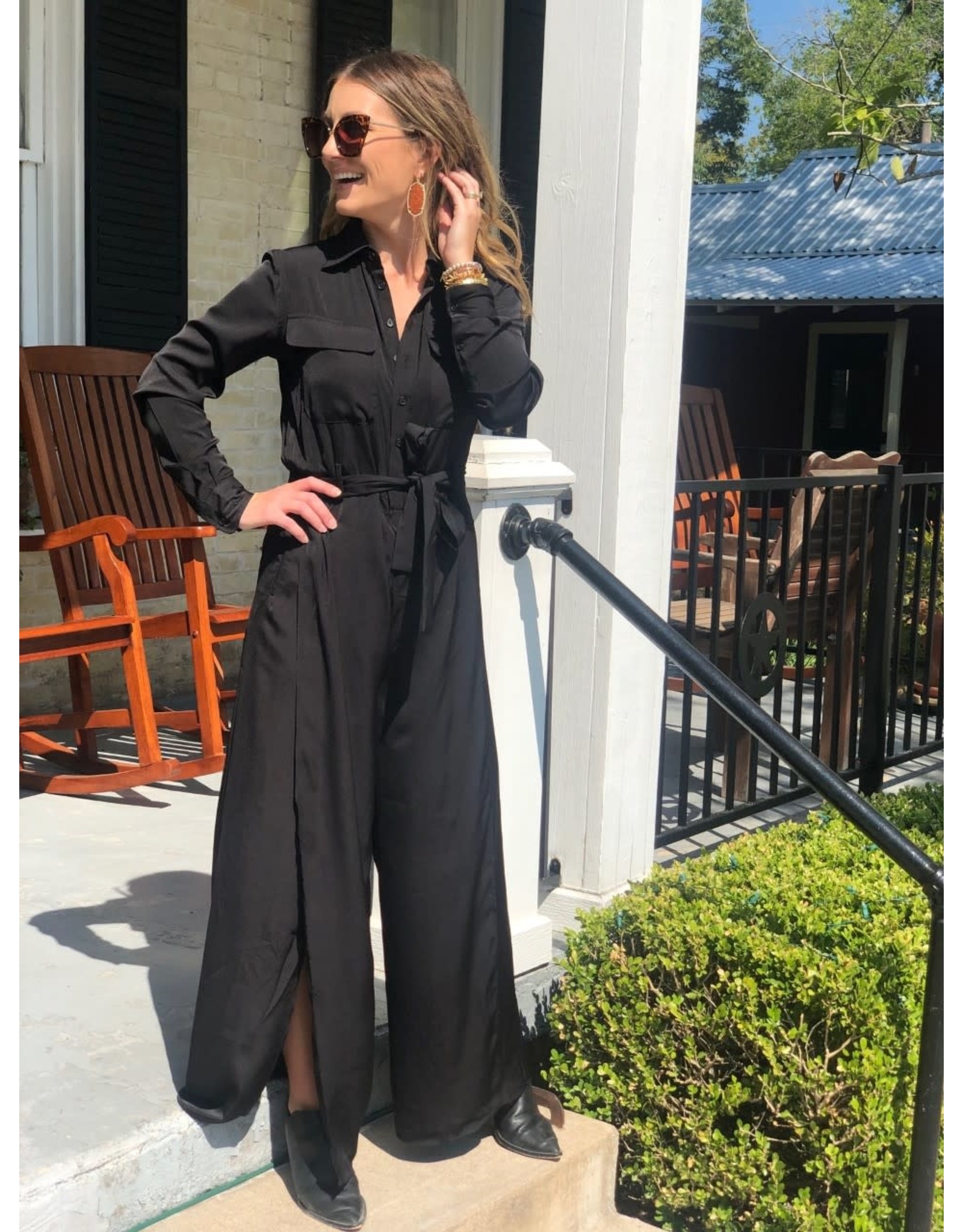 black button down jumpsuit