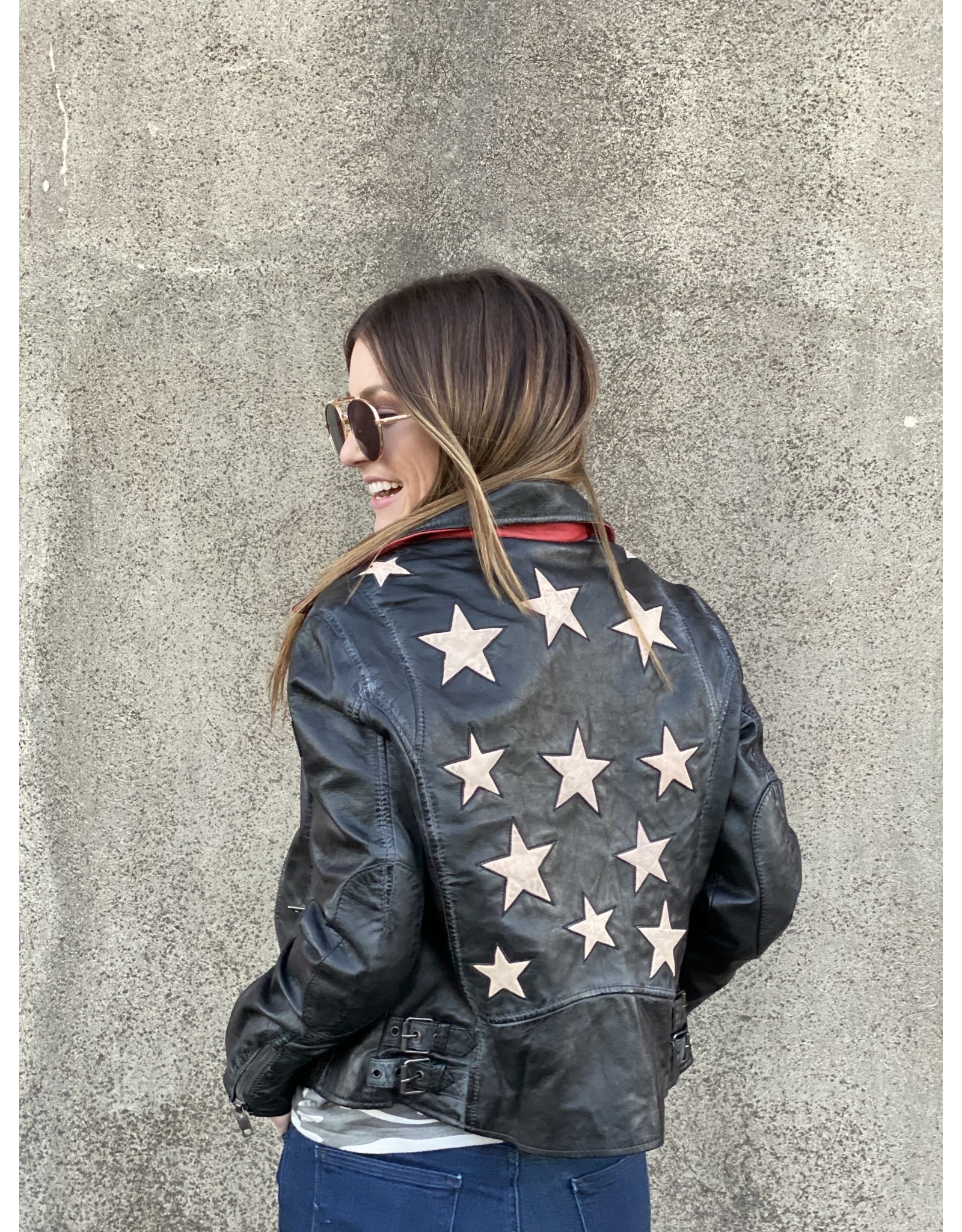 black leather star jacket