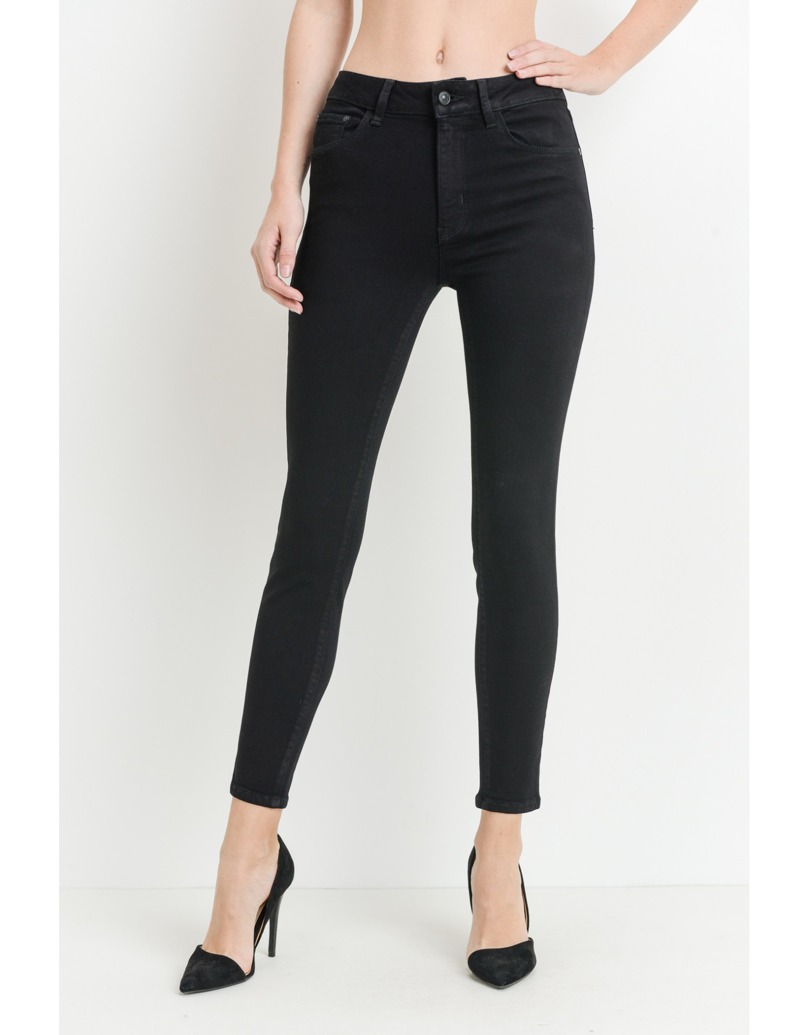 just black high rise skinny jeans