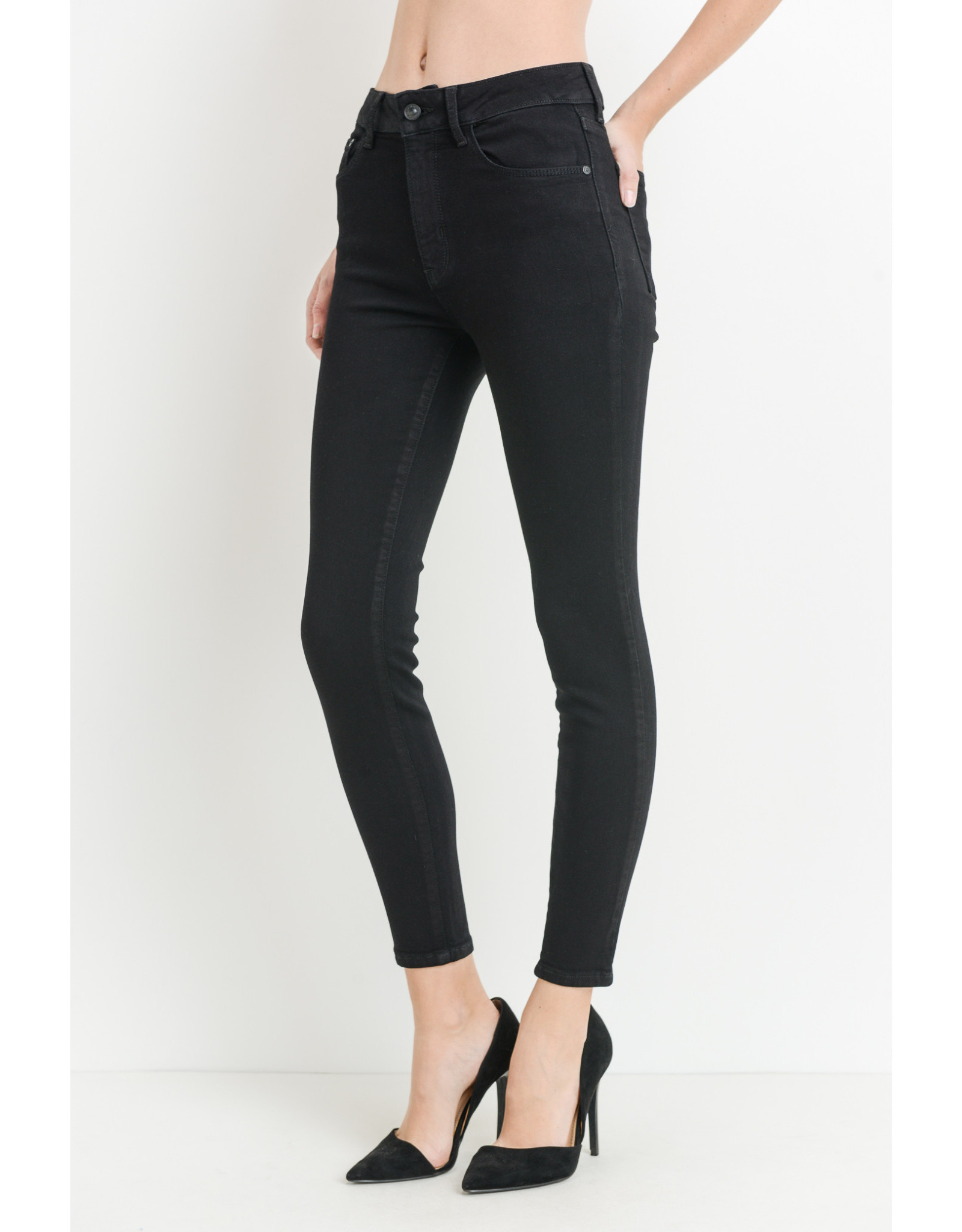 just black high rise skinny jeans