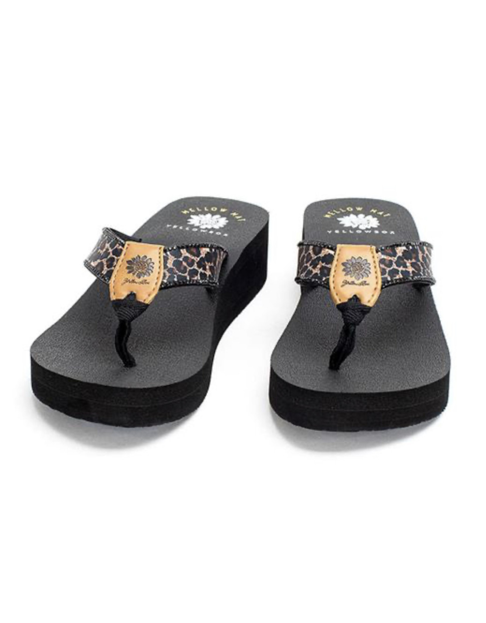 yellow box leopard flip flops