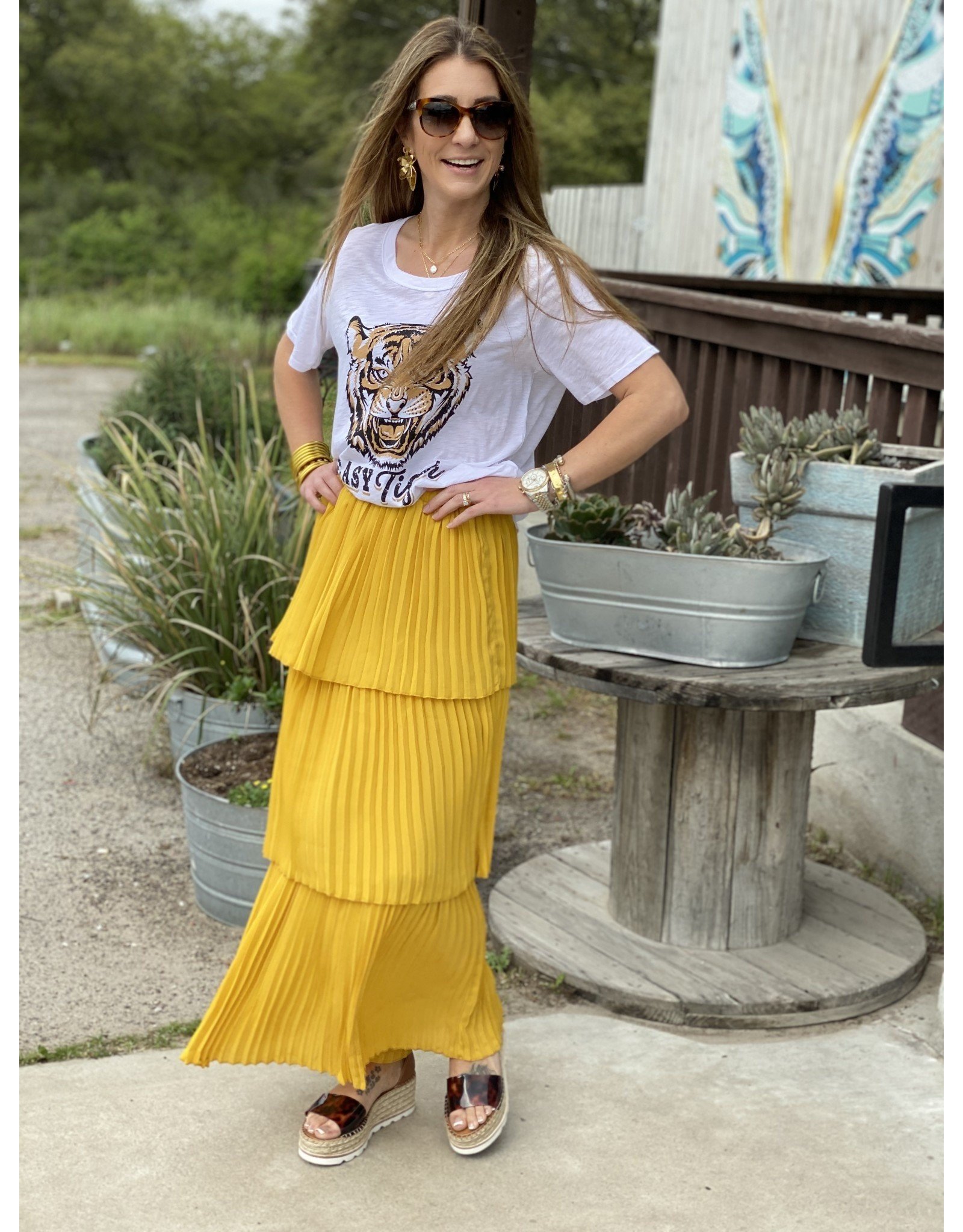 mustard yellow long skirt