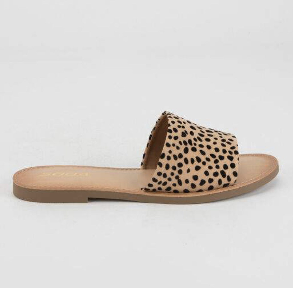 cheetah print slide sandals