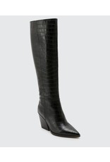 Dolce Vita Isobel Tall Black Croc Print Leather Boots