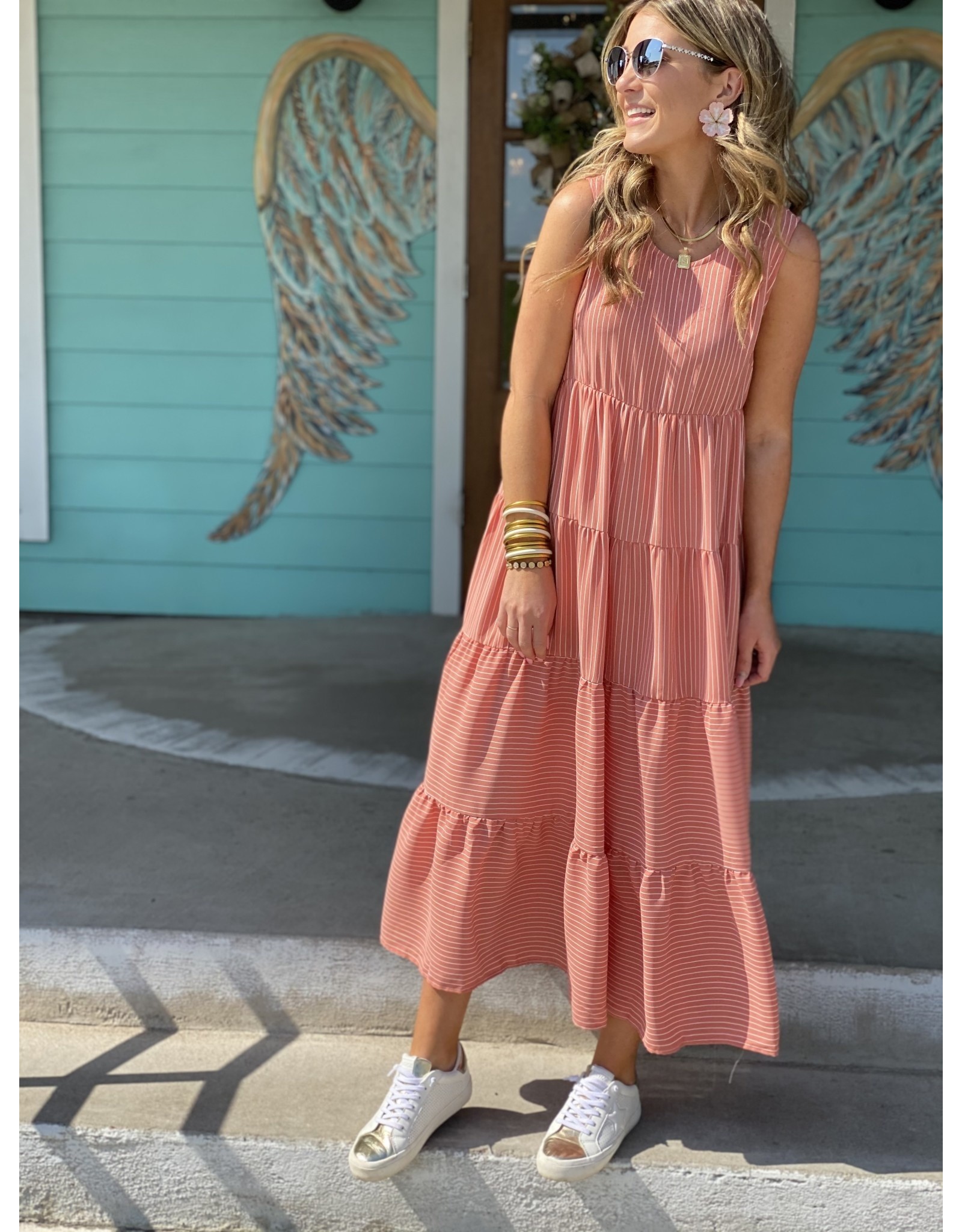 bohemian style pale coral dress